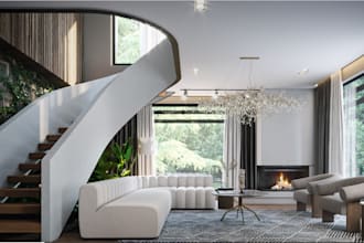 renew 3d minimalist apartment interior,luxury kitchen,bedroom living space revit