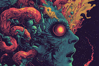 design attractive psychedelic album cover and mixtape