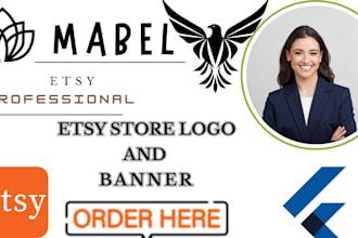 design attractive etsy shop banner, logo for etsy store branding announcement