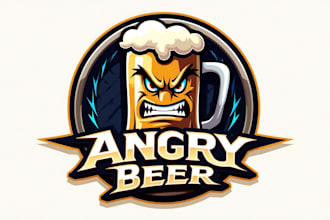 design awesome angry beer logo with free vector file