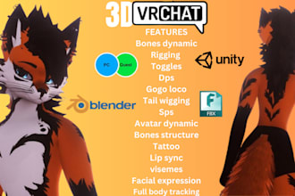do custom vrchat avatar, furry avatar, vtuber model, vrc character, anime model