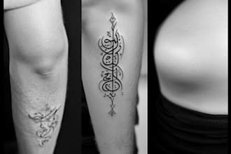 create unique tattoo design colored and non colored