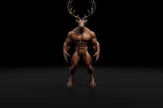2d concept to 3d animal model,humanoid,ue tekken game character,zbrush stl,comic