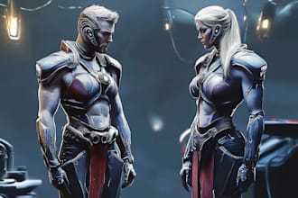 draw a game art, illustration, scifi character or concept art