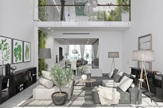 remodel 3d penthouse, redecorate luxury home, two floor villa, drawing in revit