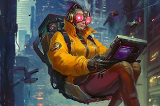 create science fiction, fantasy, cyberpunk illustration