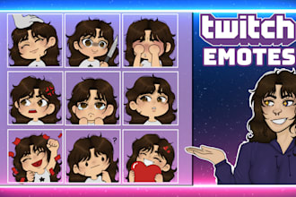 draw cute custom chibi emotes or sub badges for twitch, discord, vtuber