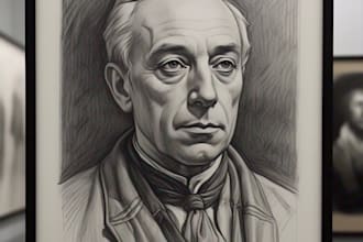 historical event and figures detailed in pencil sketch