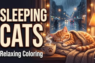 design relaxing sleeping cats illustrations for KDP