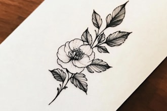 do minimal linework tattoo design for you