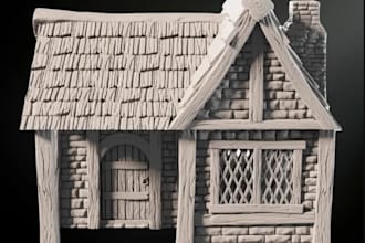 rebuild 3d terrain miniature, 3d model wargaming environment, 3d medieval print