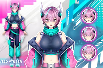 design and rig your cute chibi vtuber model in live2d pngtuber animation