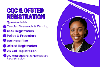 help with cqc, ofsted registration, tenders, policies, and business plans
