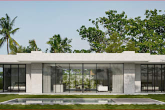 design landscape environment, render villa exterior,3d floor plan,front monument