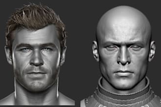 sculpt 3d head, bust, face, helmet or full body model for 3d printing