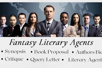 write query letter, synopsis, book proposal and get you literary agents