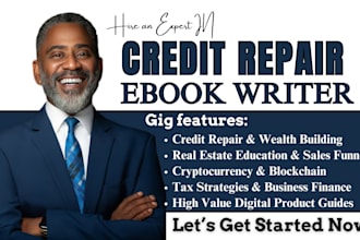 write credit repair ebook, real estate crypto currency tax ebook digital product