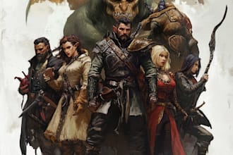 draw dnd party fantasy or game character design dnd art