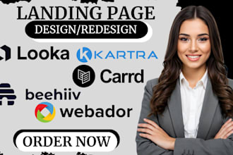 design carrd landing page webador looka website redesign kartra beehive website