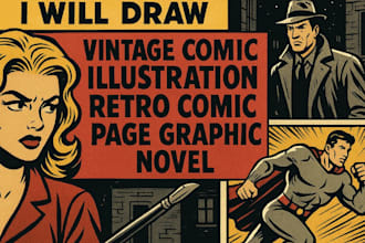 draw vintage comic illustration retro comic page graphic novel nsfw art manga