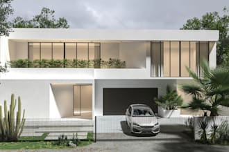 turn old properties new house,villa exterior facade, modern cgi interior design