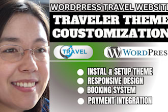install customize traveler theme  for travel website, travel agency tour website