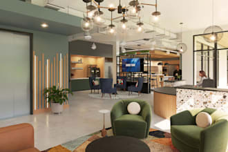 construct 3d office interior,cgi reception,3d  lobby,working space,furniture set