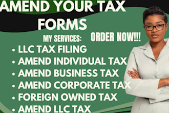 prepare and file US tax returns, amended tax, form 1040, 1120, 1065, 5472