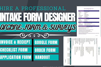 invoice create, receipt, fillable pdf, order and intake form design, quotation