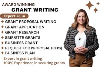 do grant writing, proposals, research, submit applications, business plan, rfps