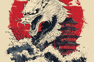 do anime or japanese art digital illustration for t shirt
