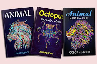 design complex animal mandala coloring book for amazon kdp