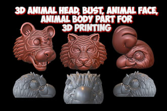 sculpt 3d animal head bust 3d face model full body animal stl for 3d printing