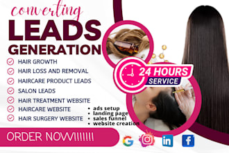 generate hair loss hair growth hair removal salon lading page hair care leads