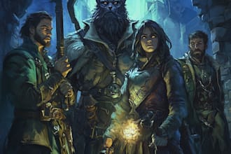 create a dnd character or dnd party art illustration