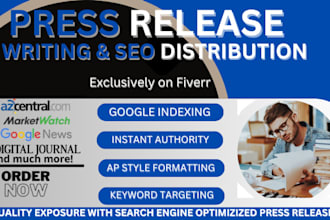 write top premium seo press release distribution,  pr writing  news outlet