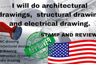 stamp architectural drawings, structural drawing electrical drawing hvac design