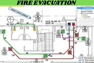 design fire emergency evacuation, plumbing, fire safety map for your house plan
