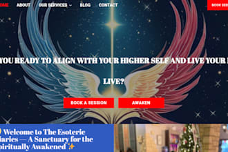 build spiritual website, tarot reading website, psychic, reiki healing website