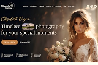 build photography, portfolio and wedding website with online booking and rsvp