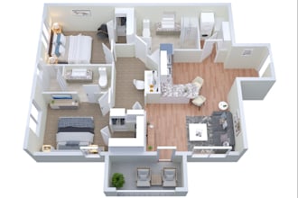 render 3d architecture isometric floor plan, realistic interior cgi house model