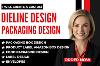 create dieline die cut line box packaging food packaging design product label