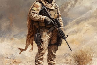 draw military character design or any illustration for you