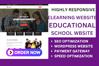 build your education school academic website elearning platform wodpress website