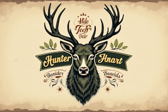 do unique hunter deer head vintage logo 1 day