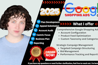 setup and manage google shopping ads campaigns, fix merchant center suspension