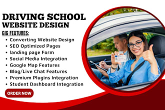 design driving school taxi booking chauffeur car rental driver wordpress website