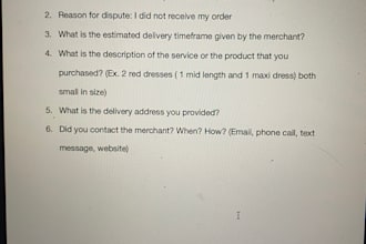 answer your dispute questionnaire or chargeback forms