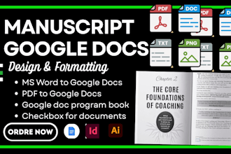 format manuscript google docs, ms word formatting book typesetting layout design