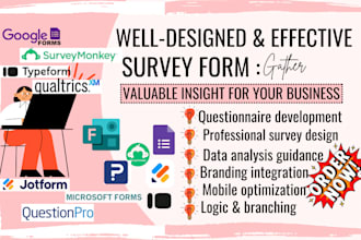design and create online survey forms, jotforms, typeforms, google forms